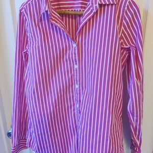 Size 6 Ralph Lauren Women's Fuchsia and White Striped Shirt